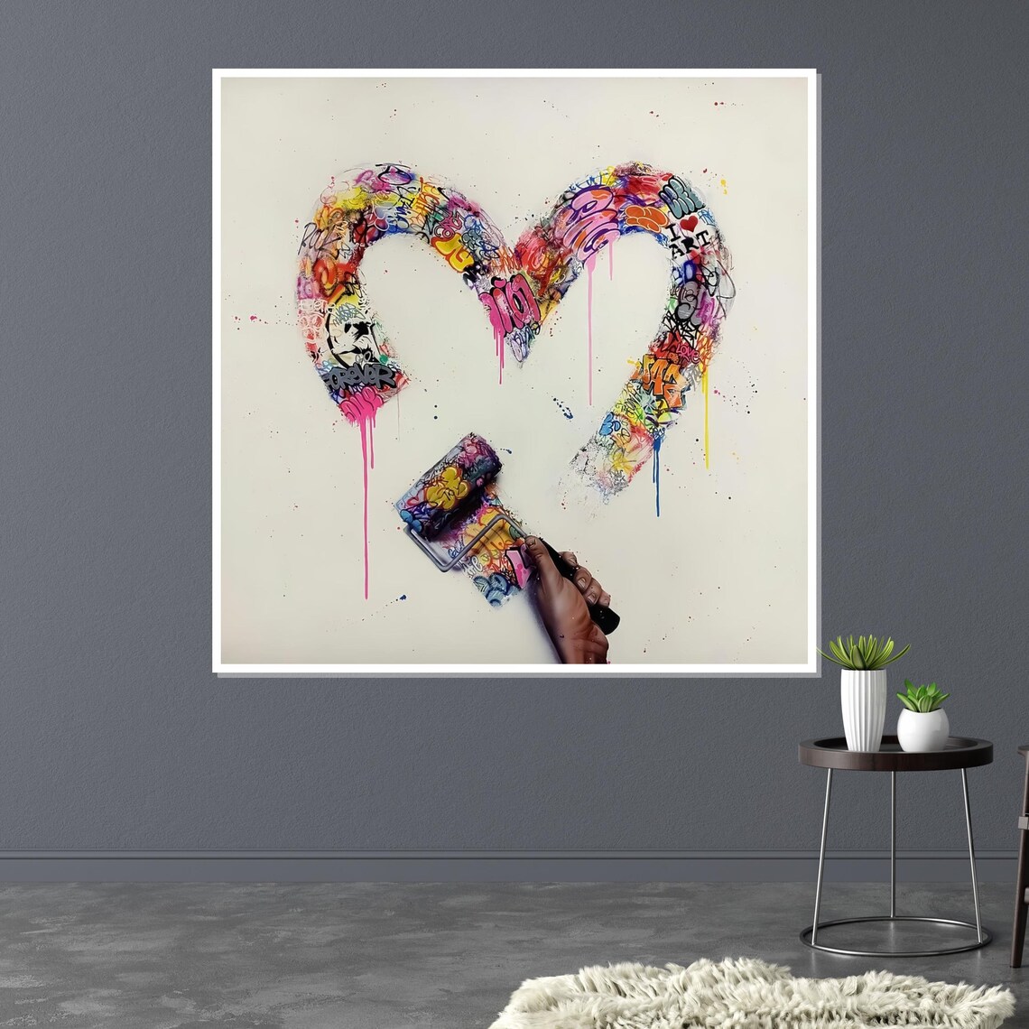 Graffiti Heart Street Art Paint Roller Colorful Urban Love Poster - Image 3