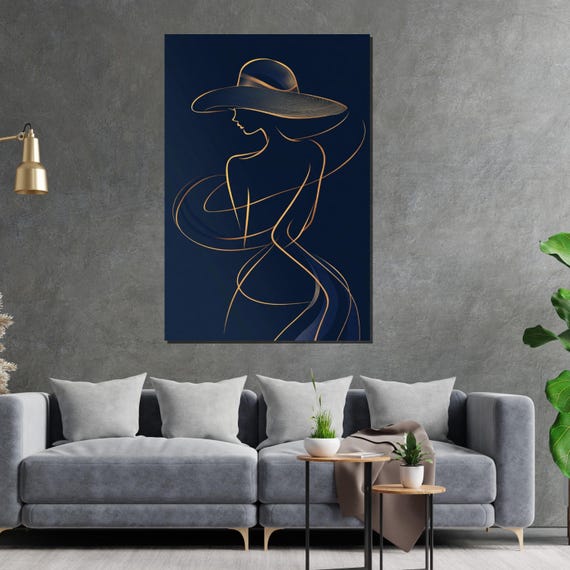 Elegant Silhouette Art Line Art Woman Modern Wall Art Fashion Illustration Wall Art Design Ready To Hang Decor