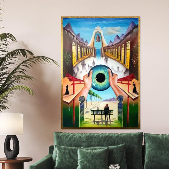 Surreal Vision Dreamscape Wall Art Eye Landscape Art Print Framed Wall Decor Ready To Hang Surrealist Artwork Design