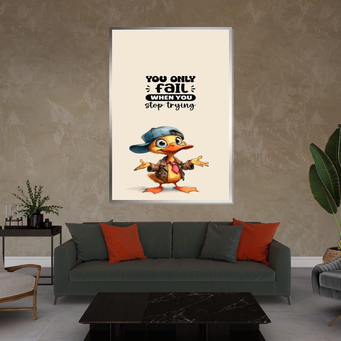 Motivational Duck Inspirational Quote Cute Duckling Art Wall Art Design Ready To Hang Decoration - Image 3
