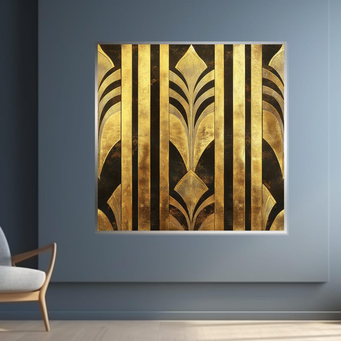Gold Art Deco Geometric Pattern on Black Luxury Decorative Poster - Image 4