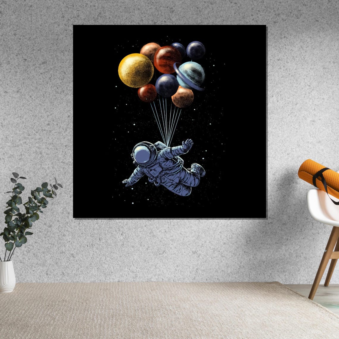 Astronaut Floating Planet Balloons Outer Space Surreal Art Poster - Image 5