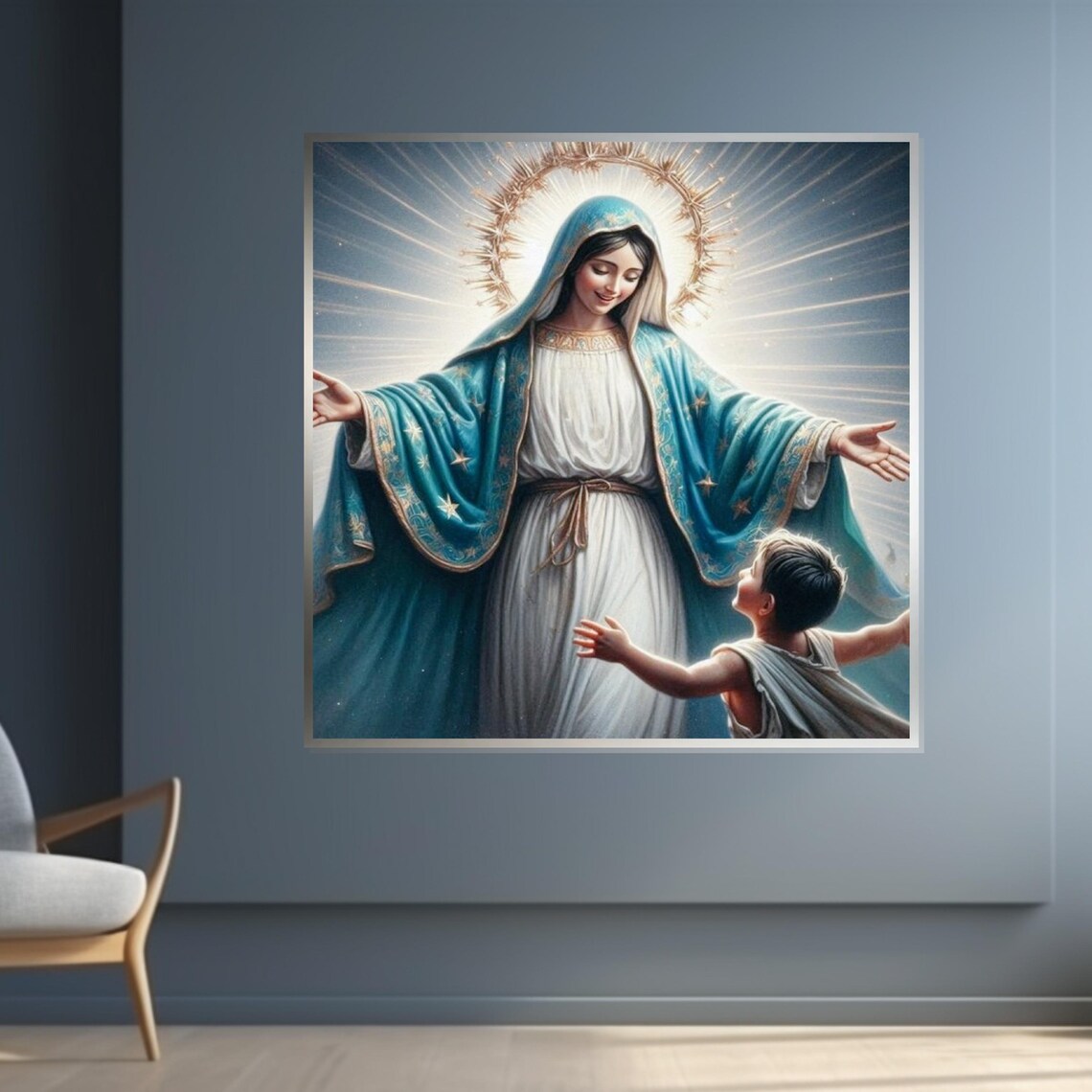 Our Lady Of Grace Blue Mantle Child Radiant Heavenly Wall Art - Image 4