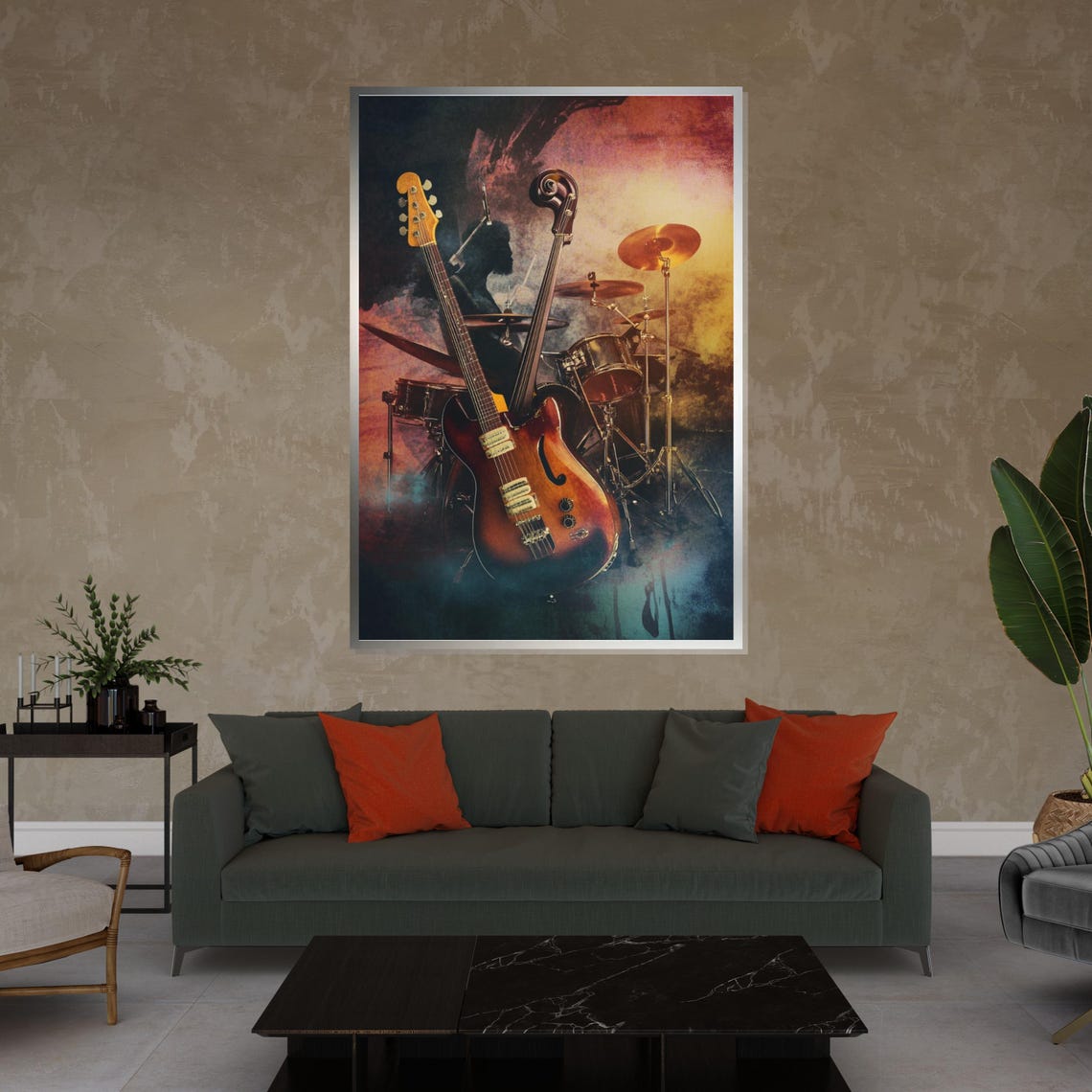 Rock Band Instruments Electric Guitar Drums Live Stage Poster - Image 4