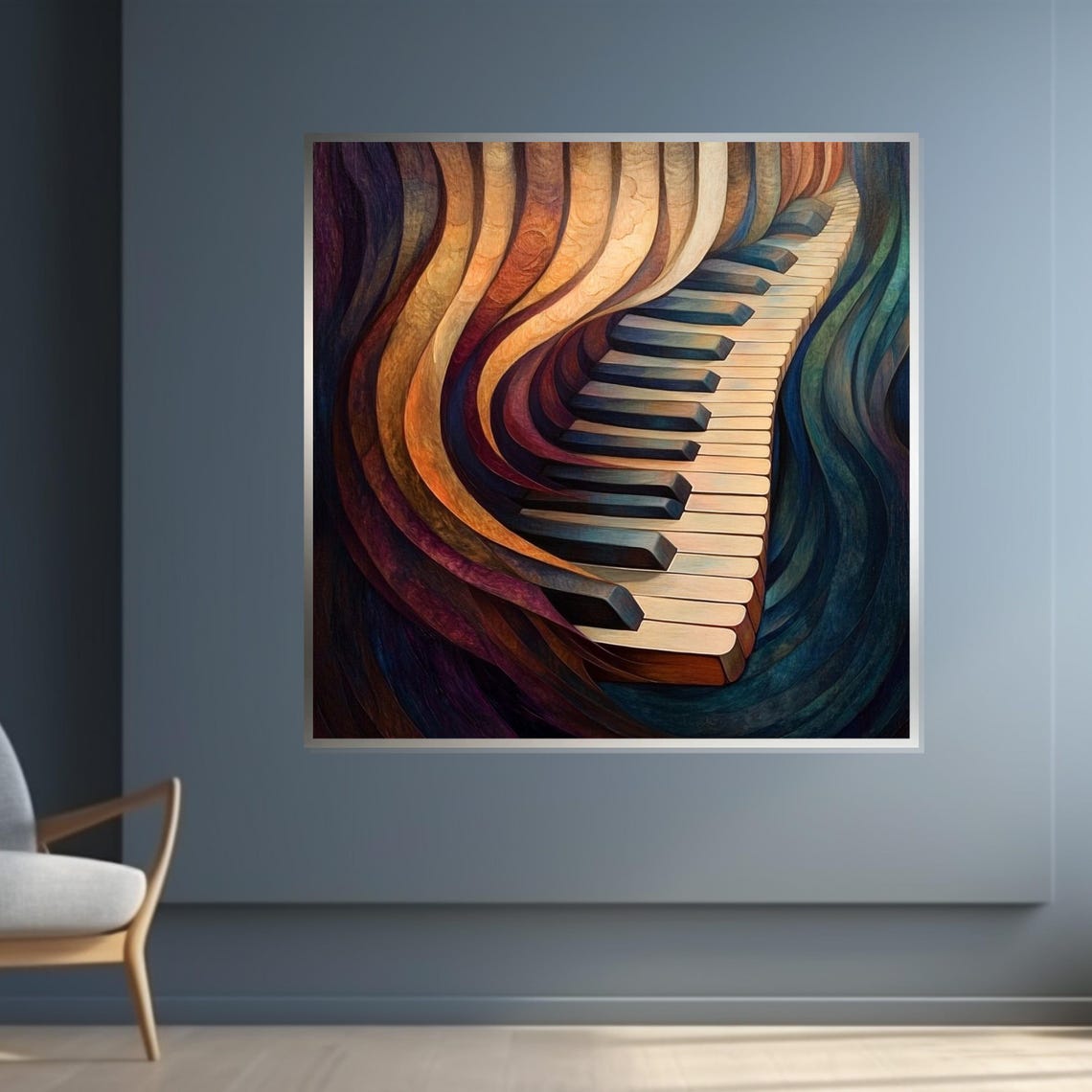 Melting Piano Keys Flowing Color Waves Surreal Music Art Poster - Image 4