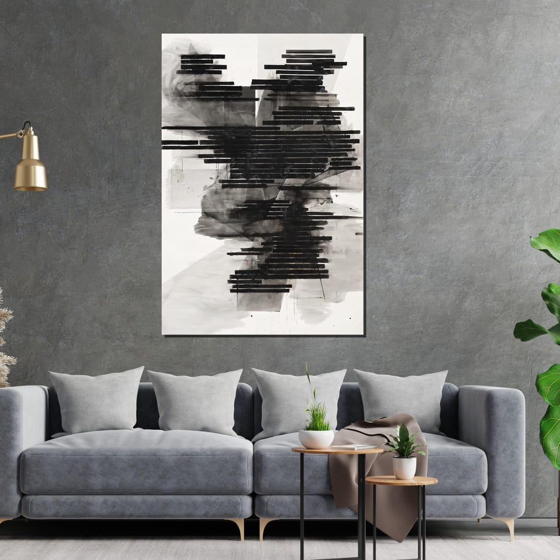 Black White Linear Bars Modern Monochrome Abstract Art Poster - Image 5