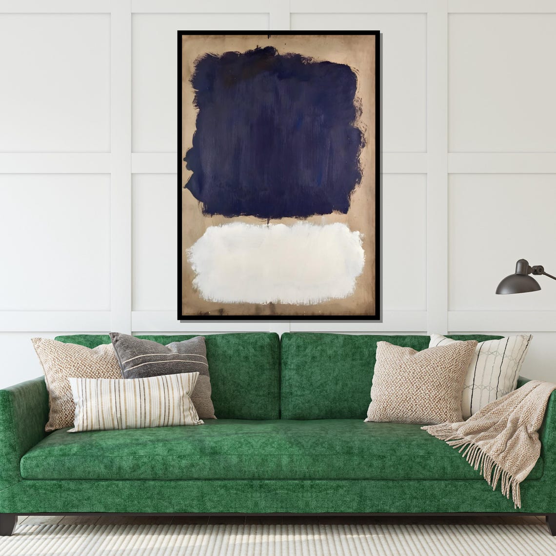Navy Blue and White Color Field Abstract Painting Poster for Home - Image 5