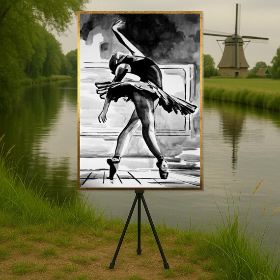 Ballet Dancer Canvas Black And White Ballerina Art Dance Wall Print Elegant Poster Design Ready To Hang