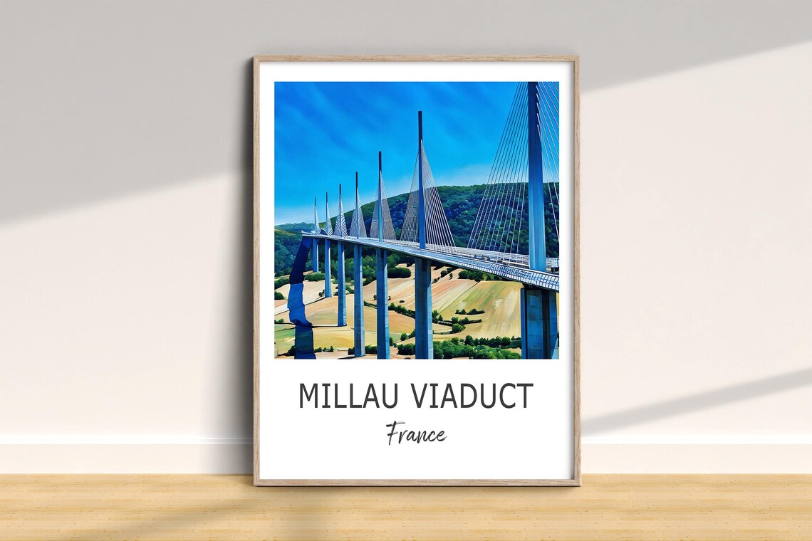 Millau Viaduct Bridge France Travel Poster