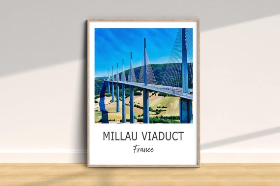 Millau Viaduct Bridge France Travel Poster