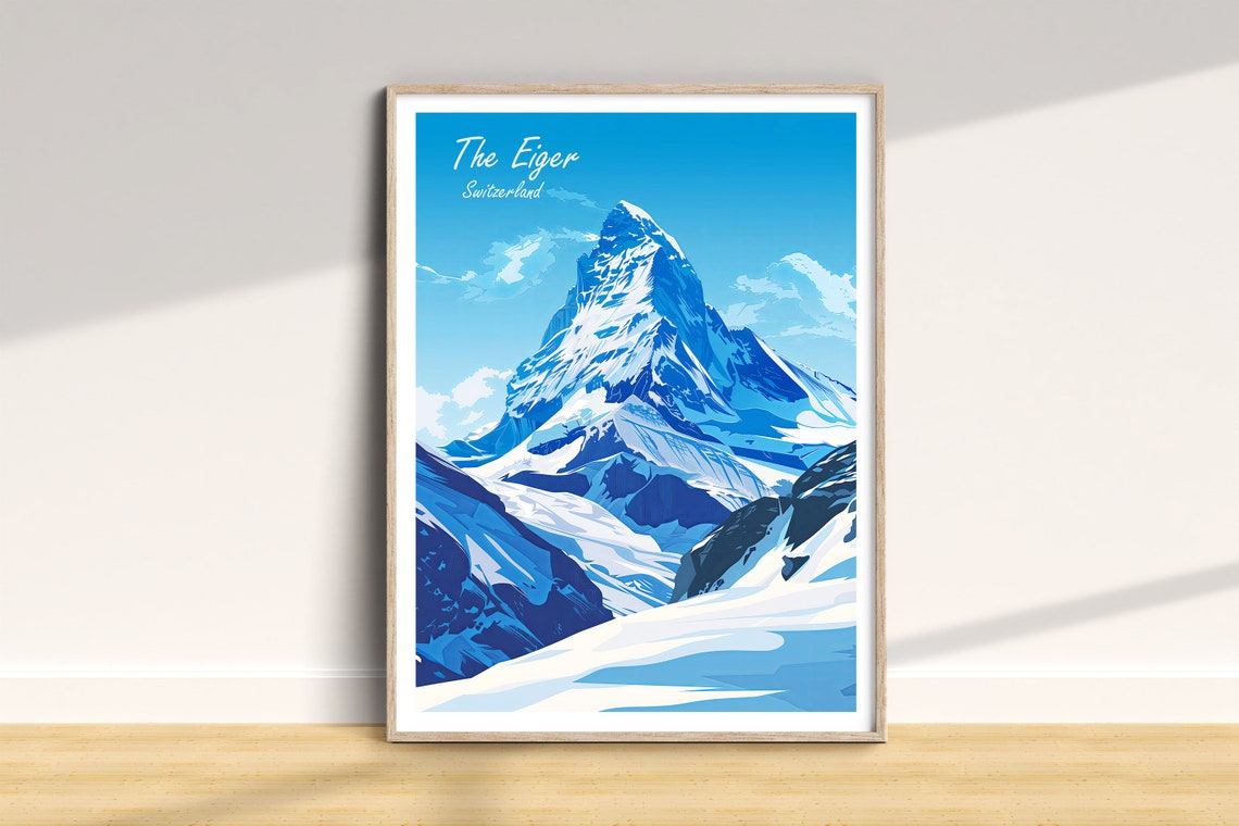 The Eiger Switzerland Snowy Peak Alpine Mountain Travel Art Poster