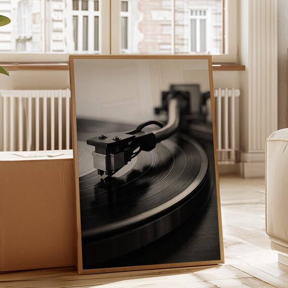 Vinyl Turntable Close Up Poster Sepia Tone Record Player Music Lover Wall Decor