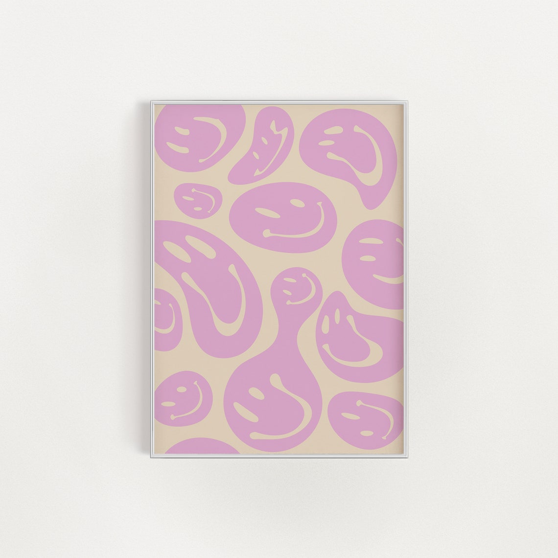 Pink Melted Smiley Faces Trippy Groovy Fun Retro Dorm Room Poster