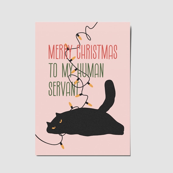 Christmas Cat Card, Funny Holiday Poster Print