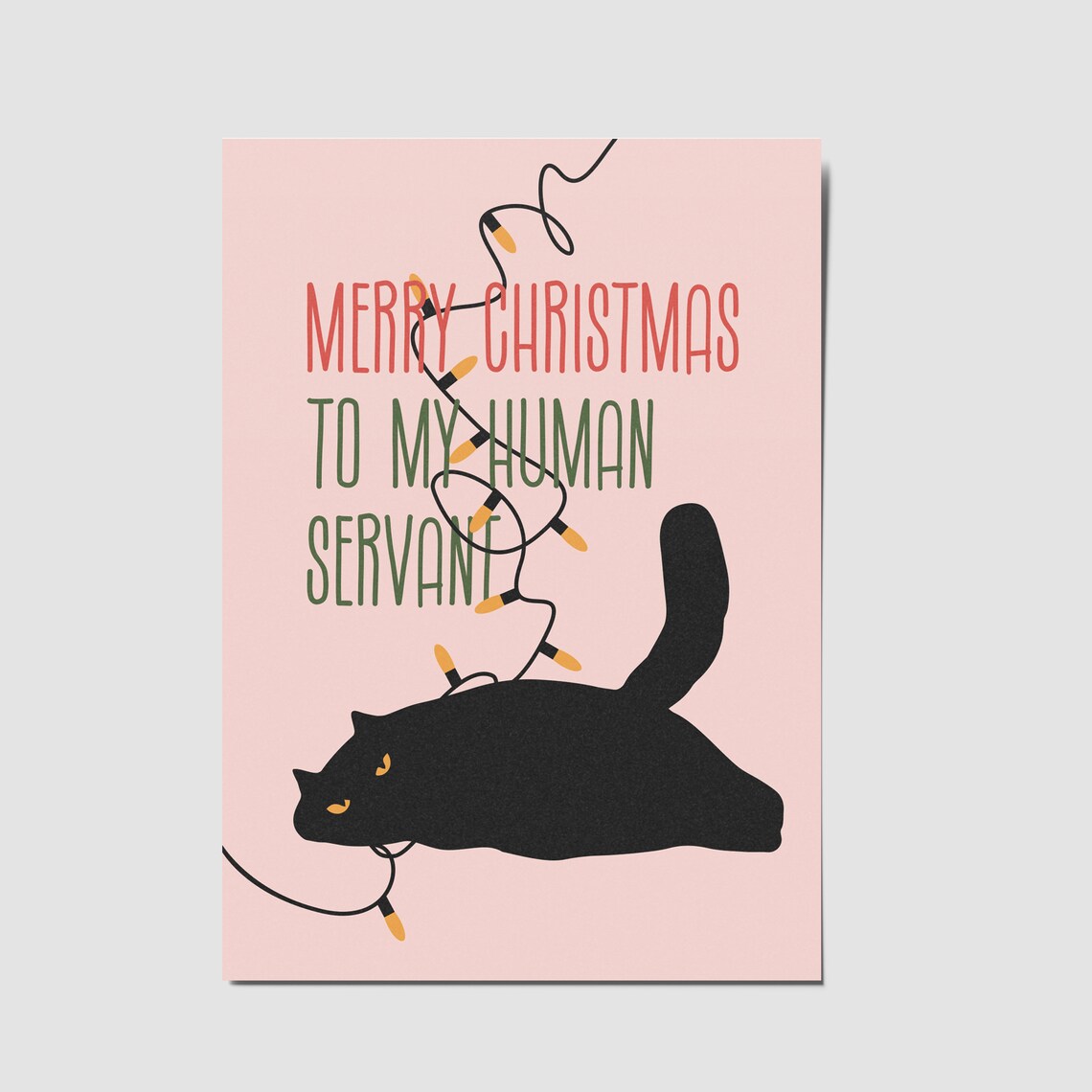Christmas Cat Card, Funny Holiday Poster Print