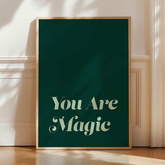 You Are Magic Print Inspirational Wall Art Whimsical Typography Poster Positive Quote Kids Room Decor Nursery Retro