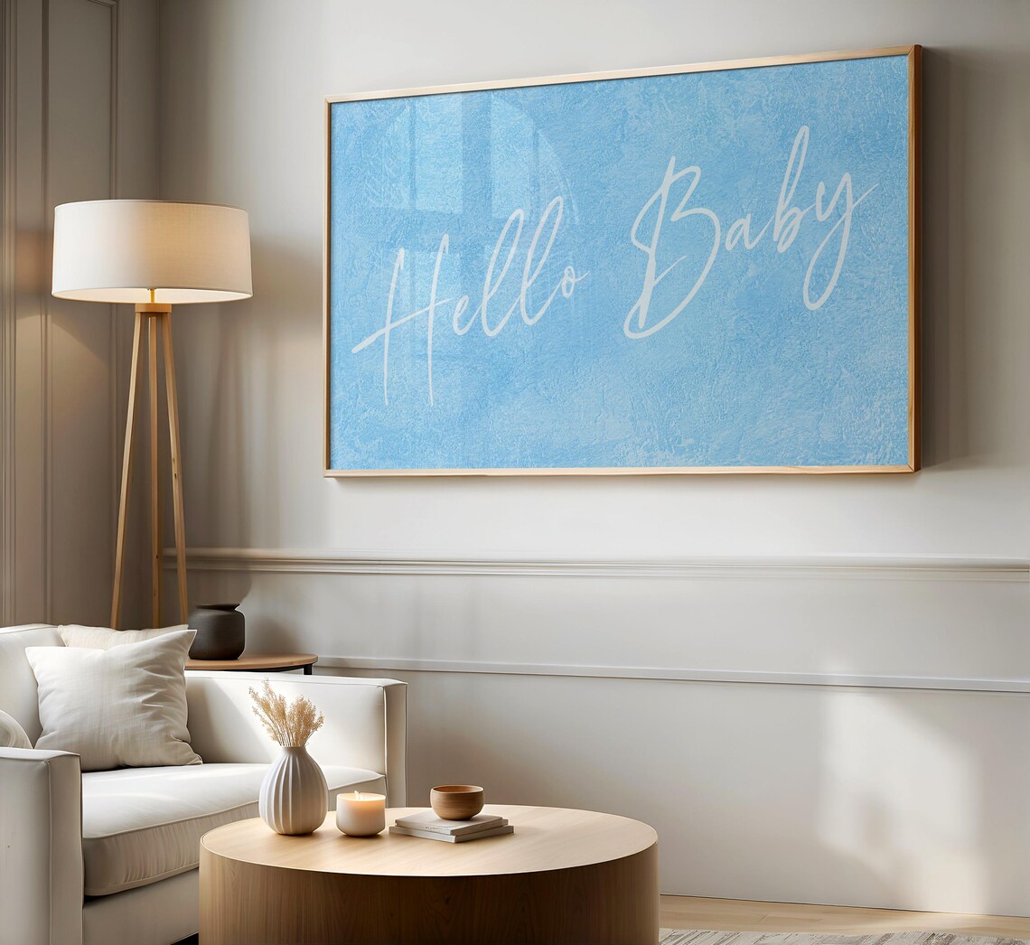 Hello Baby Minimalist Baby Shower Art Print - Image 2