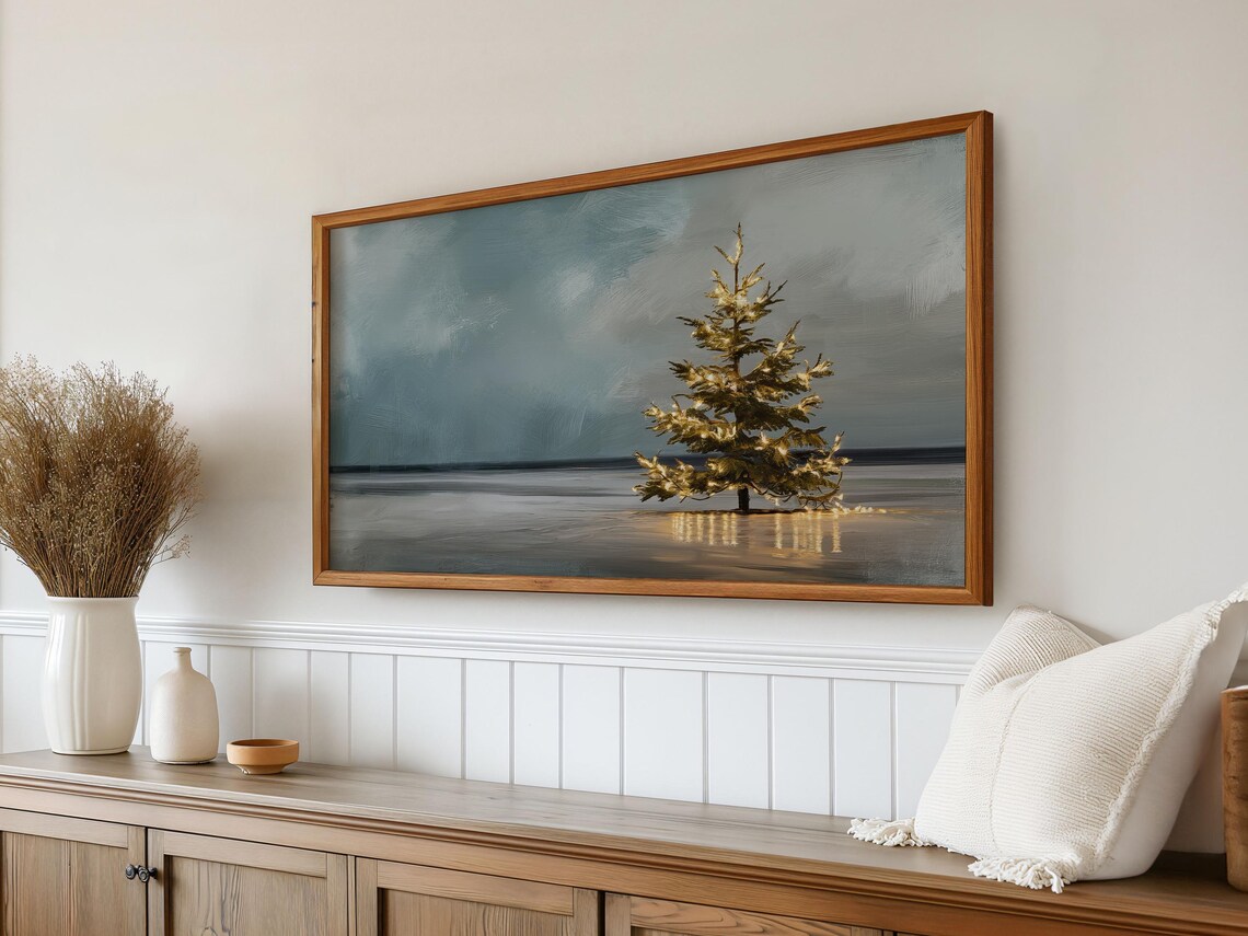 Christmas Tree Minimalist Coastal Holiday Art Print - Image 4