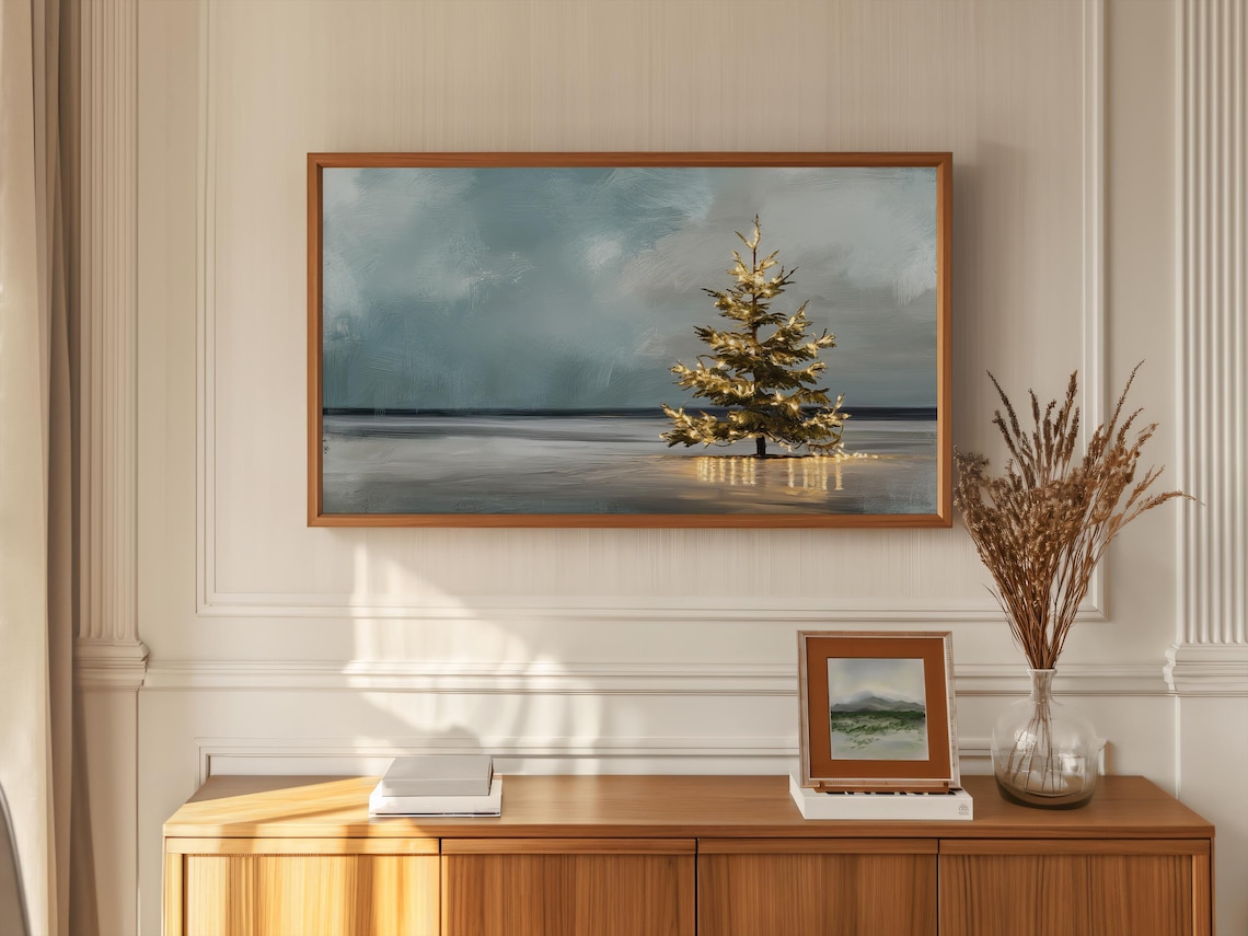 Christmas Tree Minimalist Coastal Holiday Art Print - Image 3