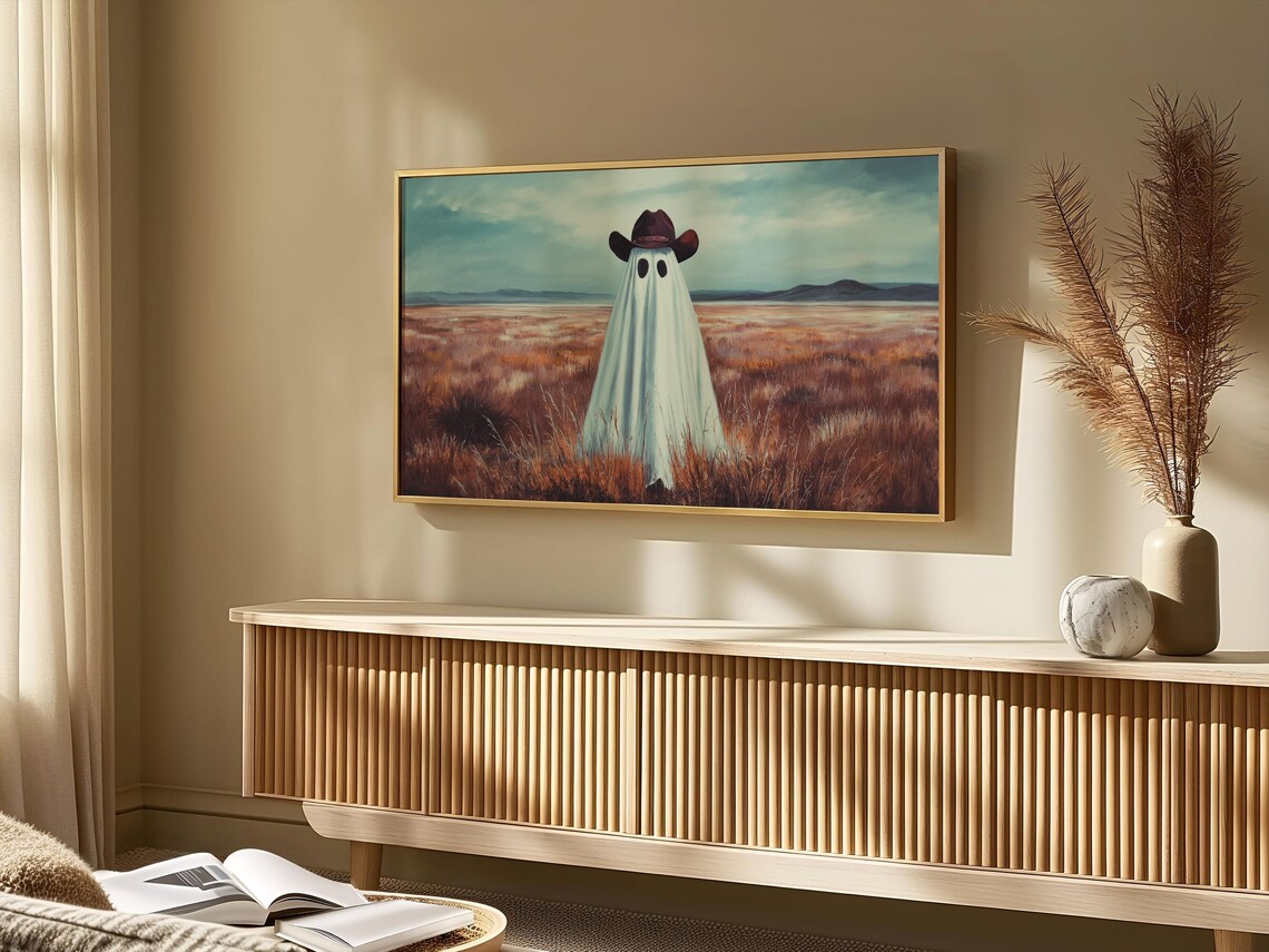 Halloween Cowboy Ghost Western Landscape Art Print - Image 4
