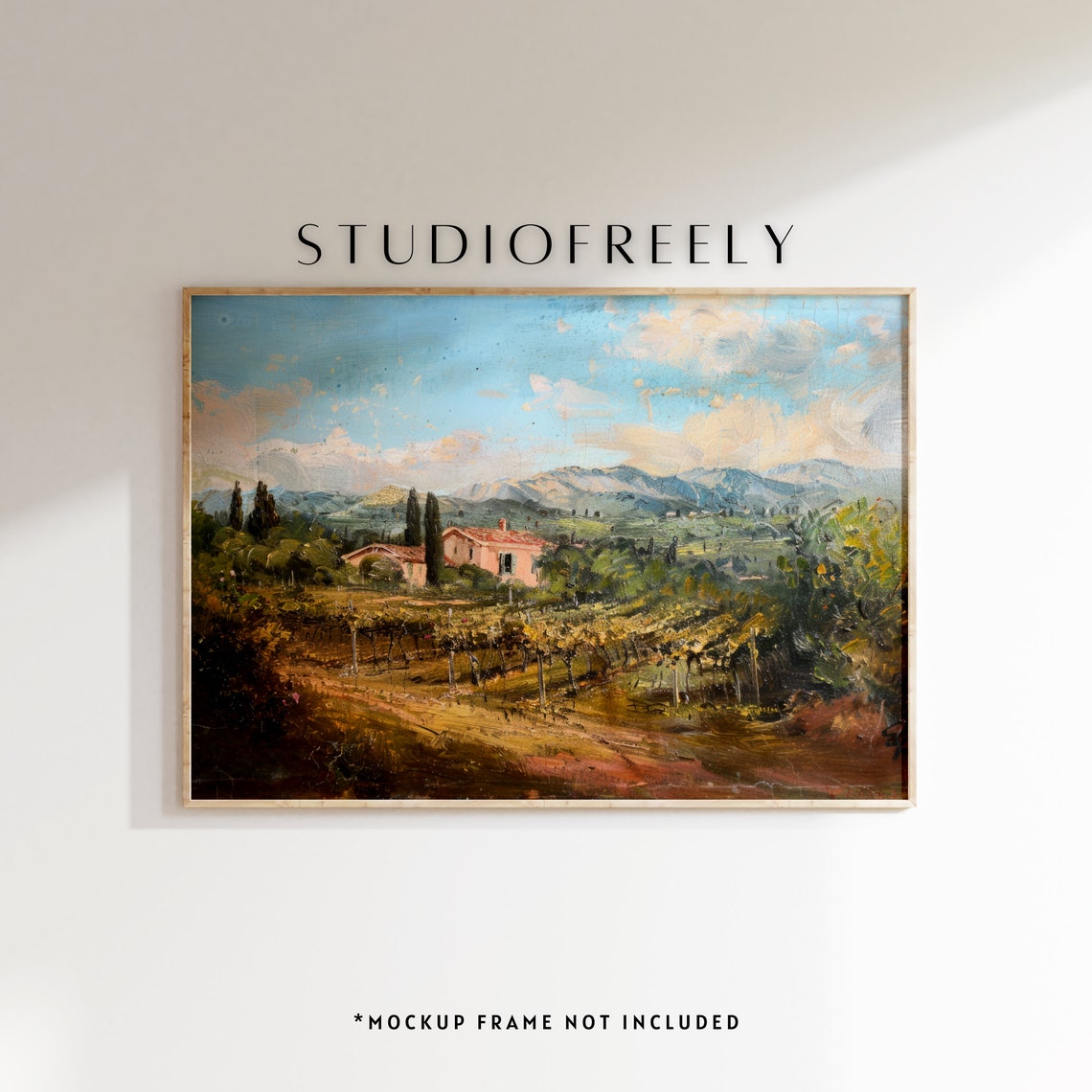 Vintage Tuscan Grape Vineyard Oil Painting Instant Tuscany Italy Landscape File