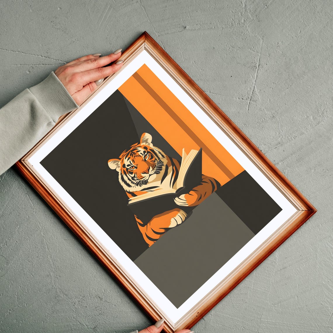 Sophisticated Tiger Wall Art Tiger Reading Book Poster Minimalist Animal Print Modern Tiger Illustration Bold Wildlife Wall - Image 3