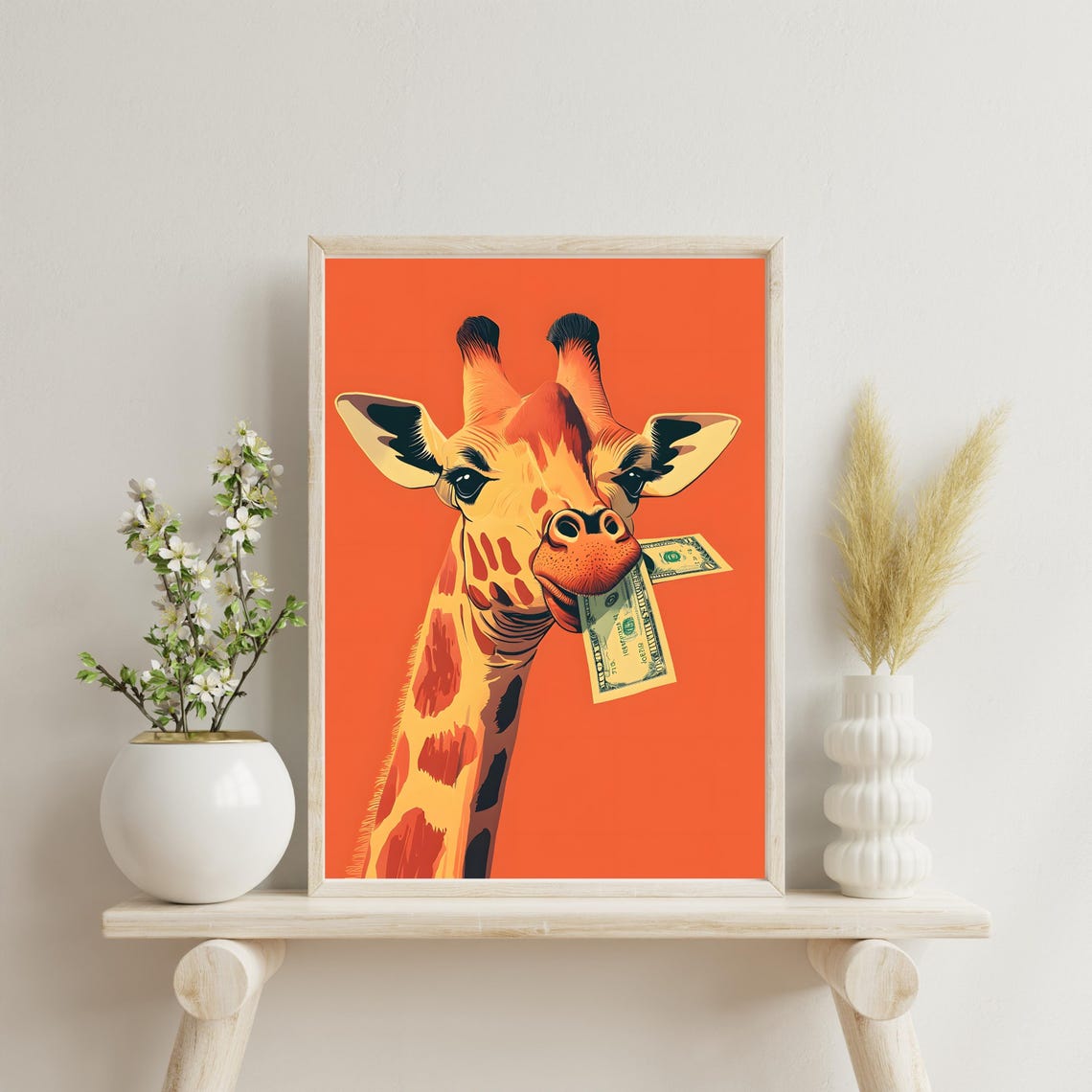 Money Giraffe Wall Art Whimsical Giraffe Poster Funny Animal Illustration Bold Giraffe Artwork Unique Wall Decor For Animal - Image 4