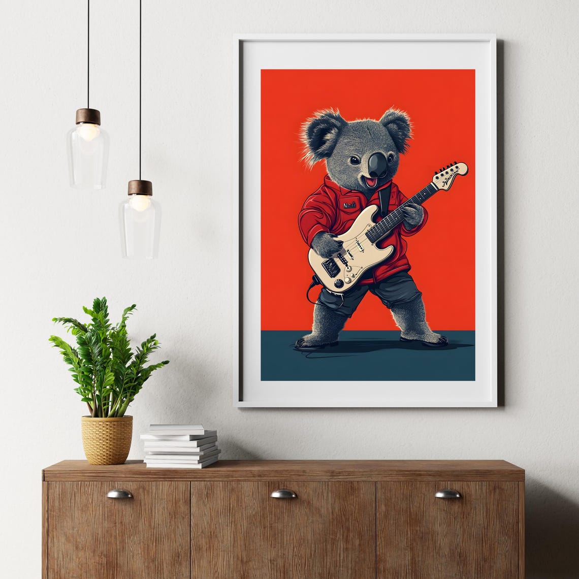 Rocking Koala Playing an Electric Guitar on a Red Stage Poster - Image 8