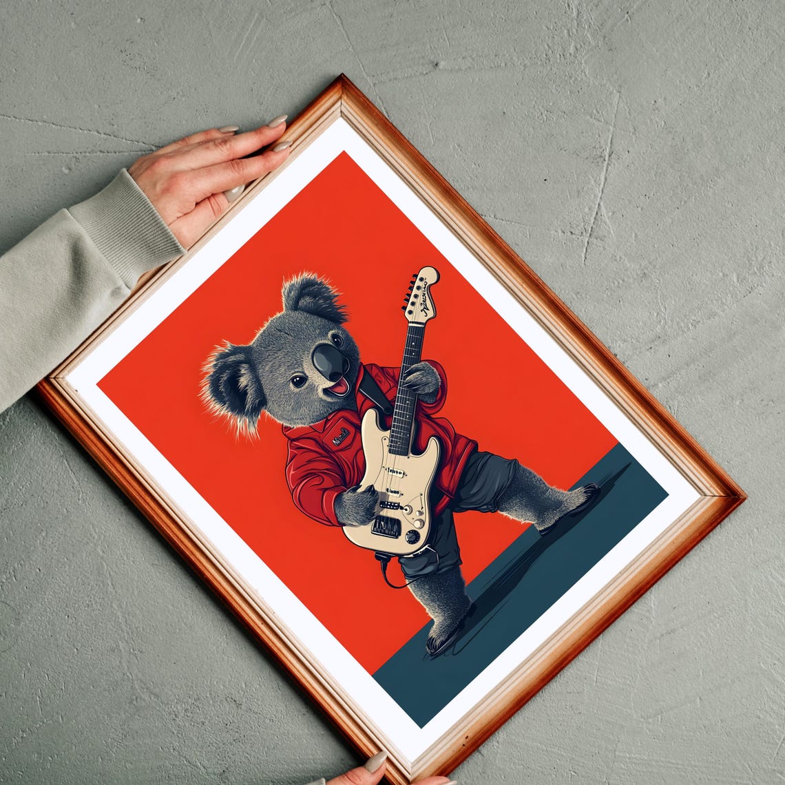 Rocking Koala Playing an Electric Guitar on a Red Stage Poster - Image 3