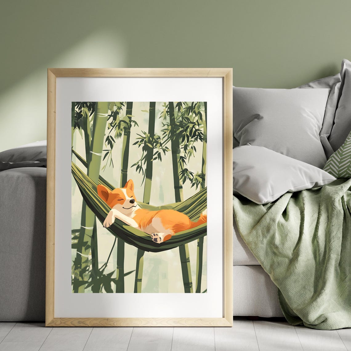Corgi Sleeping In A Hammock Strung Through A Bamboo Forest Poster - Image 7