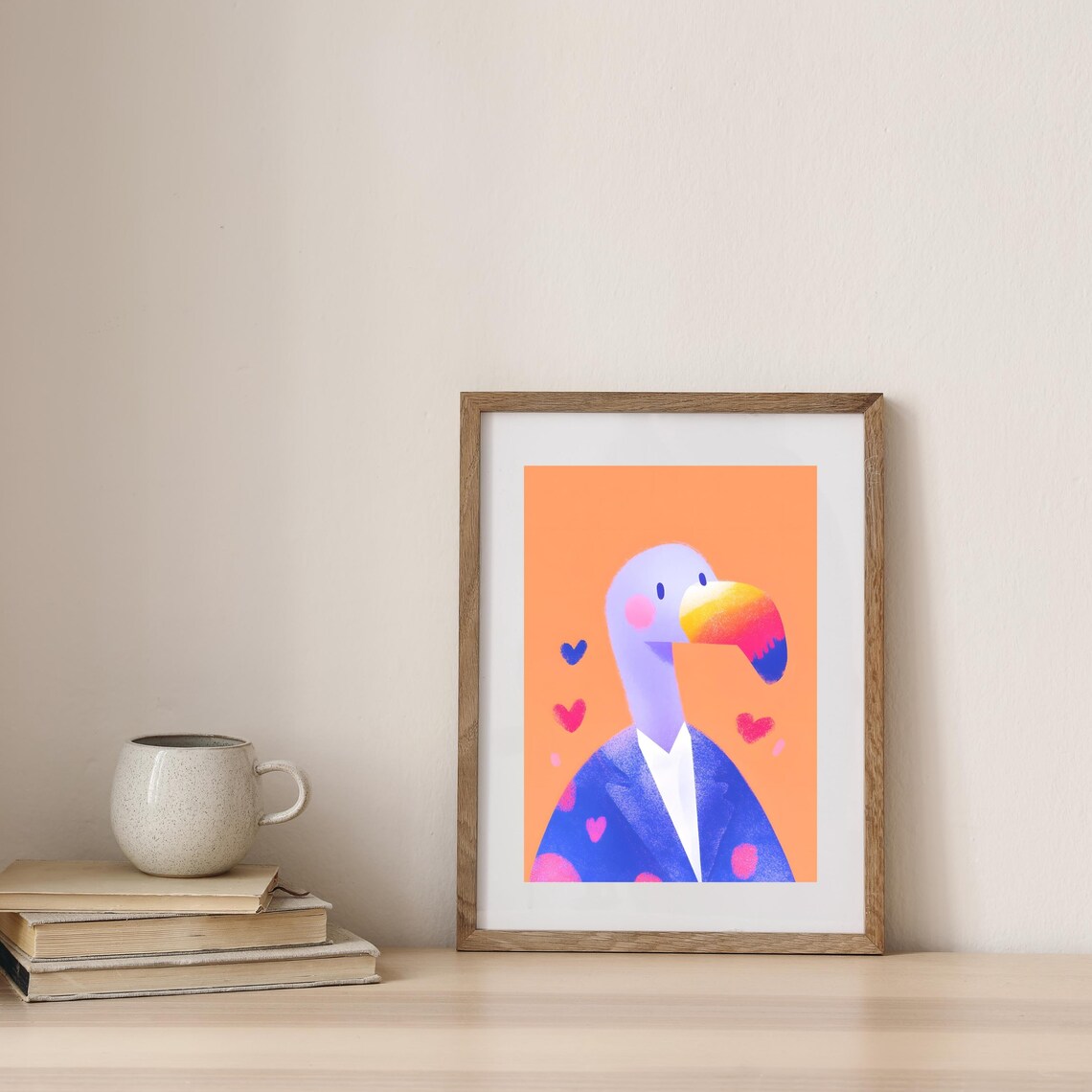 Dapper Purple Toucan In Blue Blazer With Hearts Fun Bird Poster - Image 3