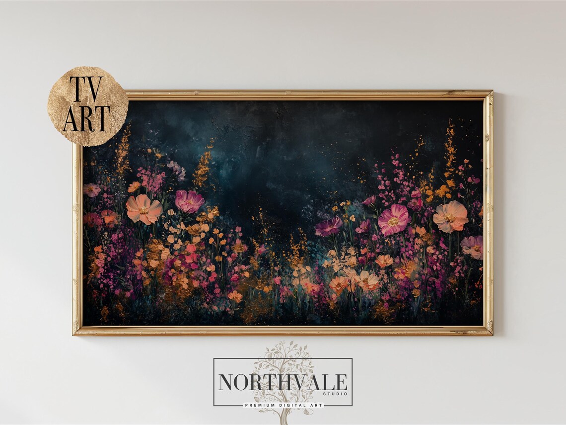 Moody Floral Frame, Botanical Oil Painting