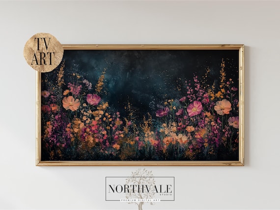 Moody Floral Frame, Botanical Oil Painting