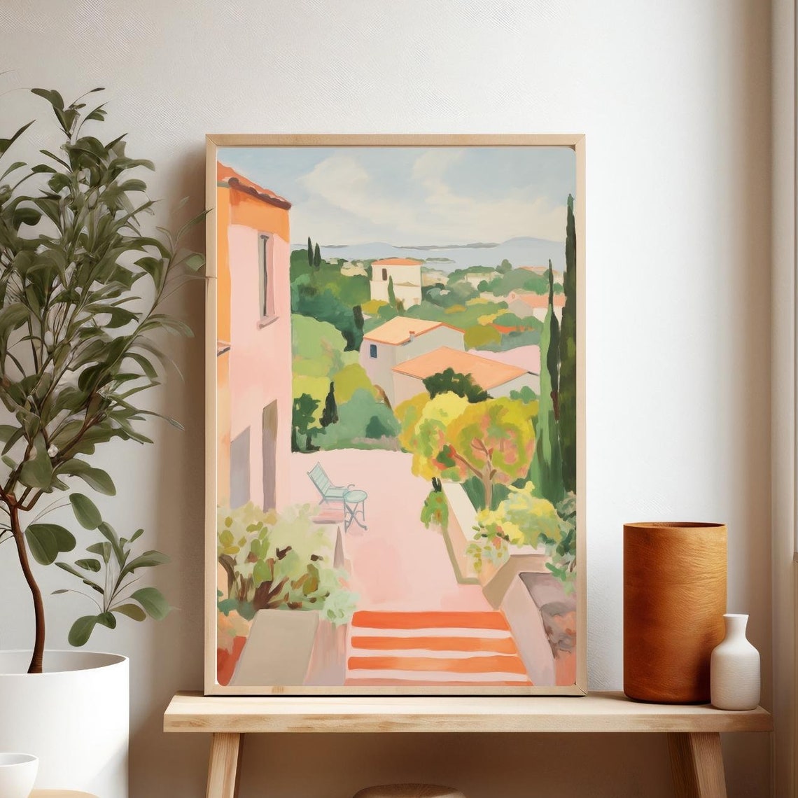 South Of France Print French Landscape Painting Provence Art Travel Poster Giclee