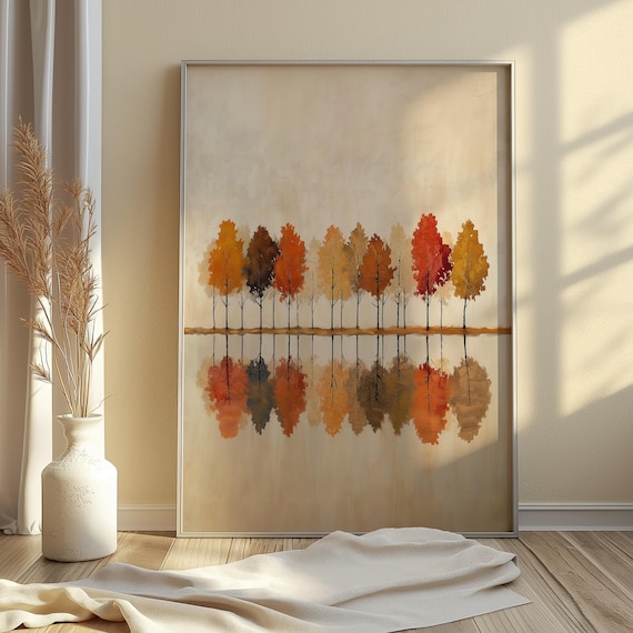 Muted Autumn Trees Fall Foliage Art Print