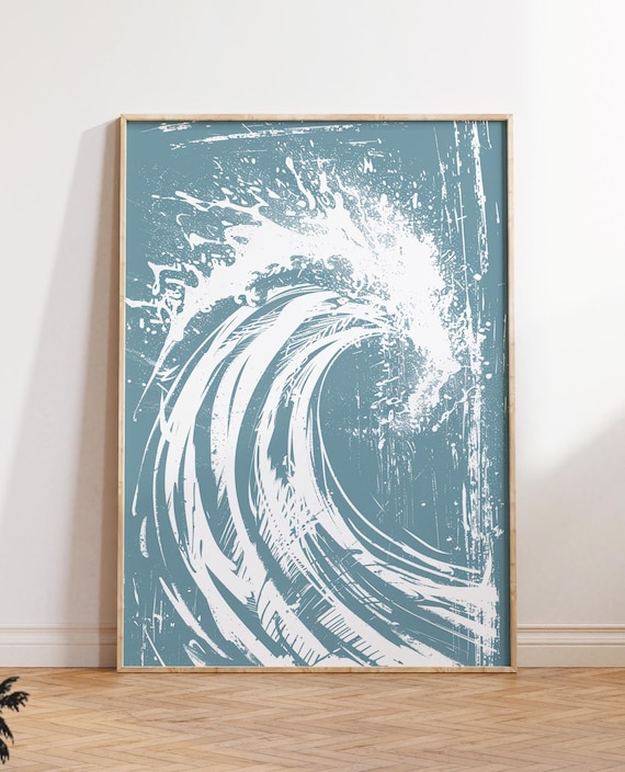Crashing Ocean Wave White On Turquoise Coastal Surf Beach Art Poster