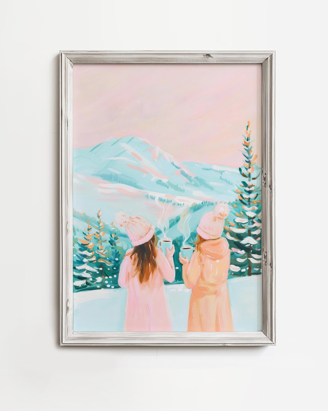 Snowy Mountain View, Winter Art Print