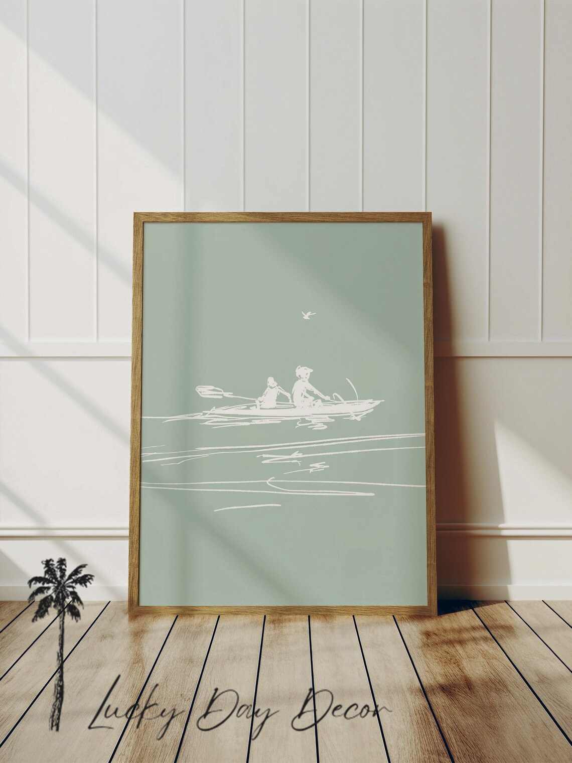 Kayaking On Sea Art Print, Simplistic Beach Life