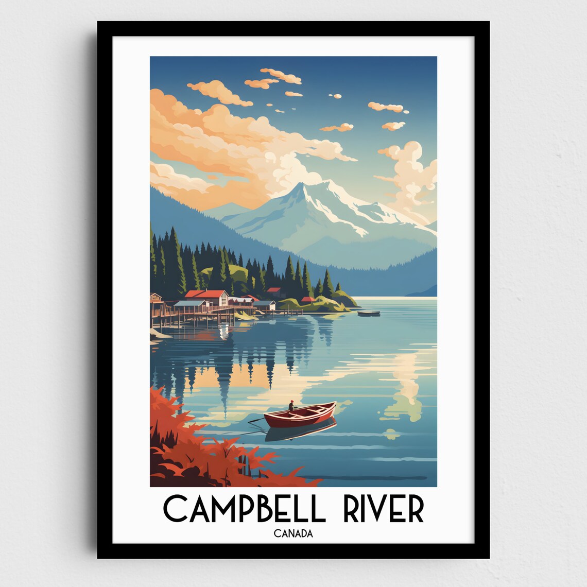 Campbell River Travel Poster, British Columbia Painting