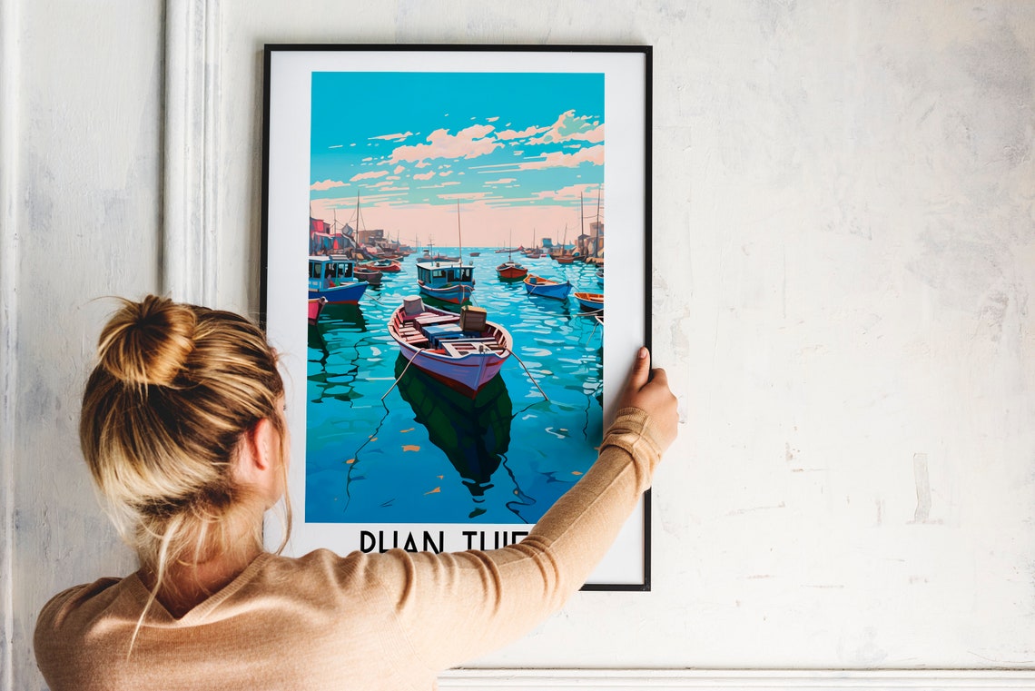 Phan Thiet Vietnam Fishing Harbor Boats Turquoise Water Poster - Image 2