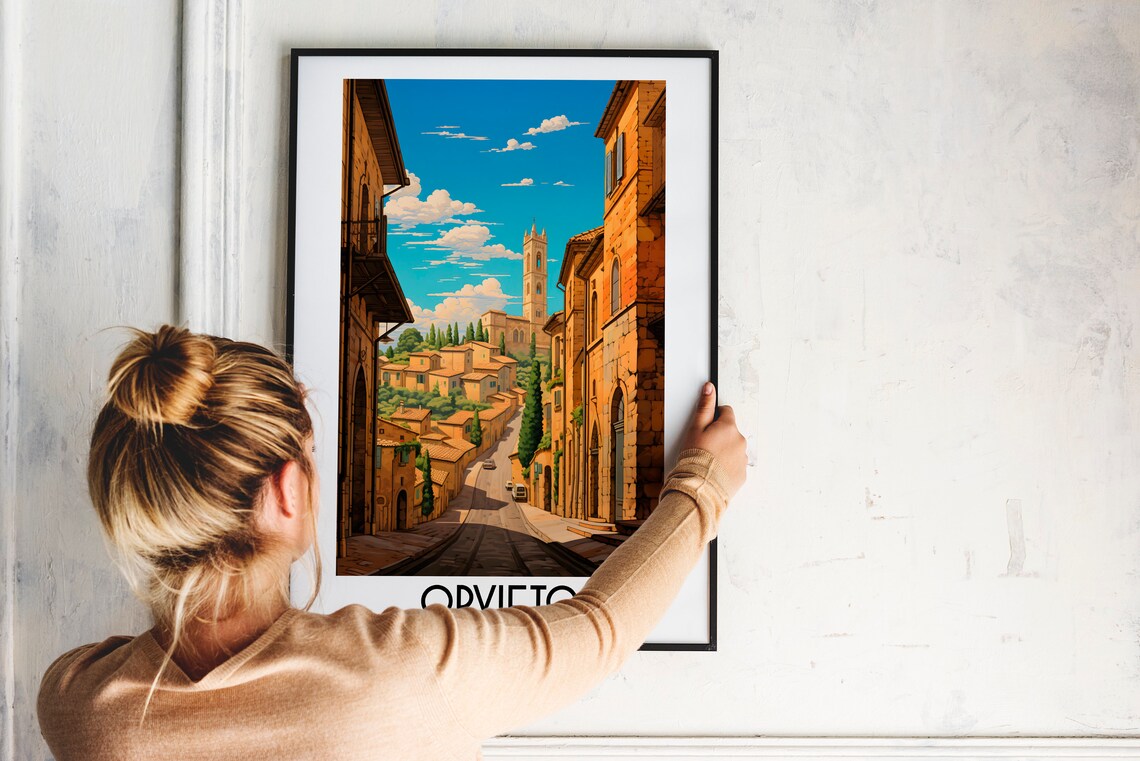 Orvieto Italy Hilltop Town Stone Street Sunlit Village Poster - Image 2