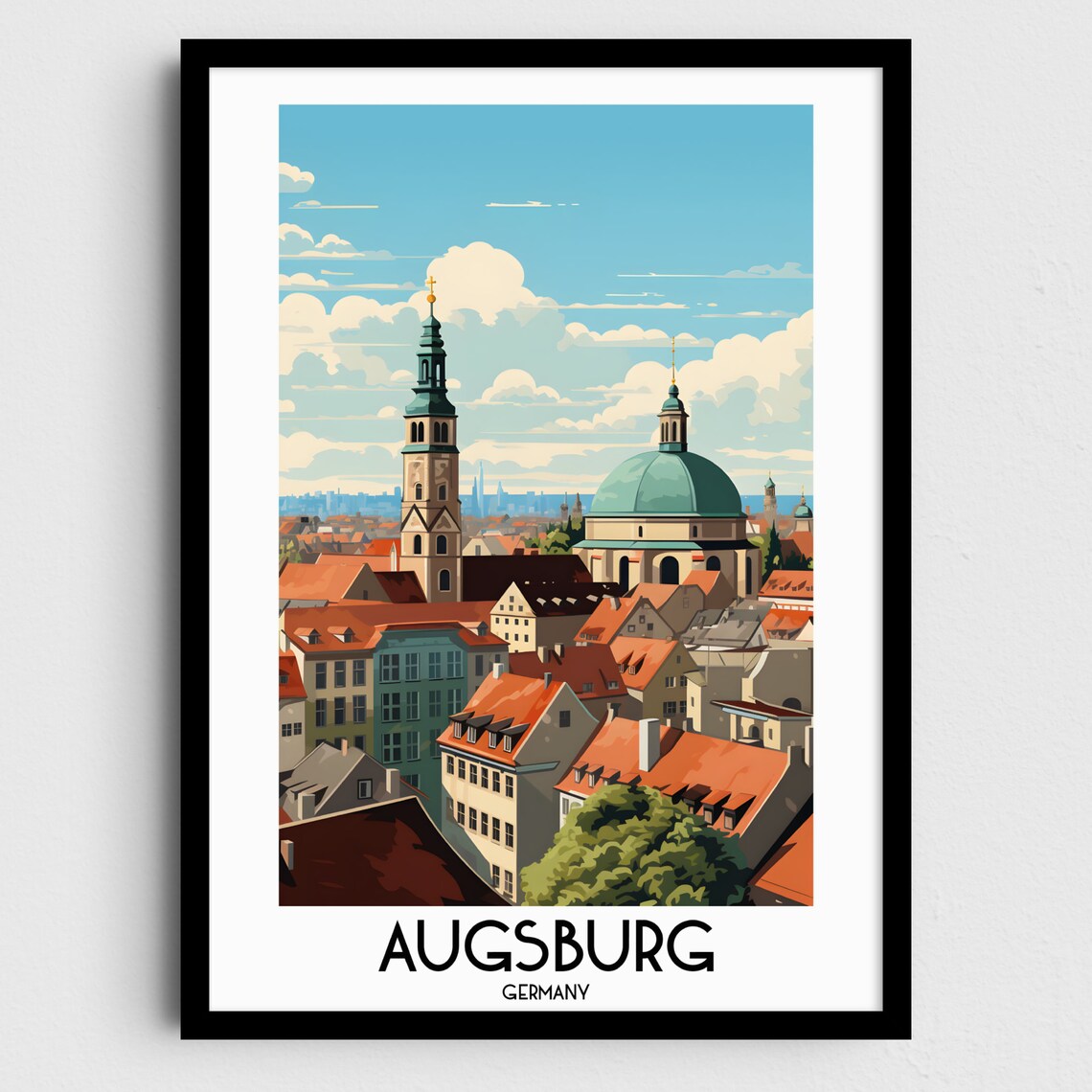 Augsburg Travel Poster, Germany Home Decor Print