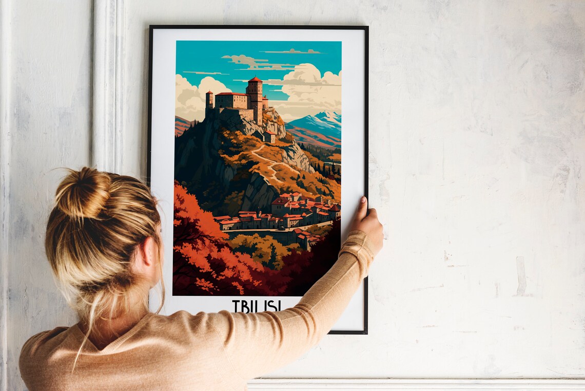 Tbilisi Georgia Hilltop Fortress Autumn Valley Travel Poster - Image 2