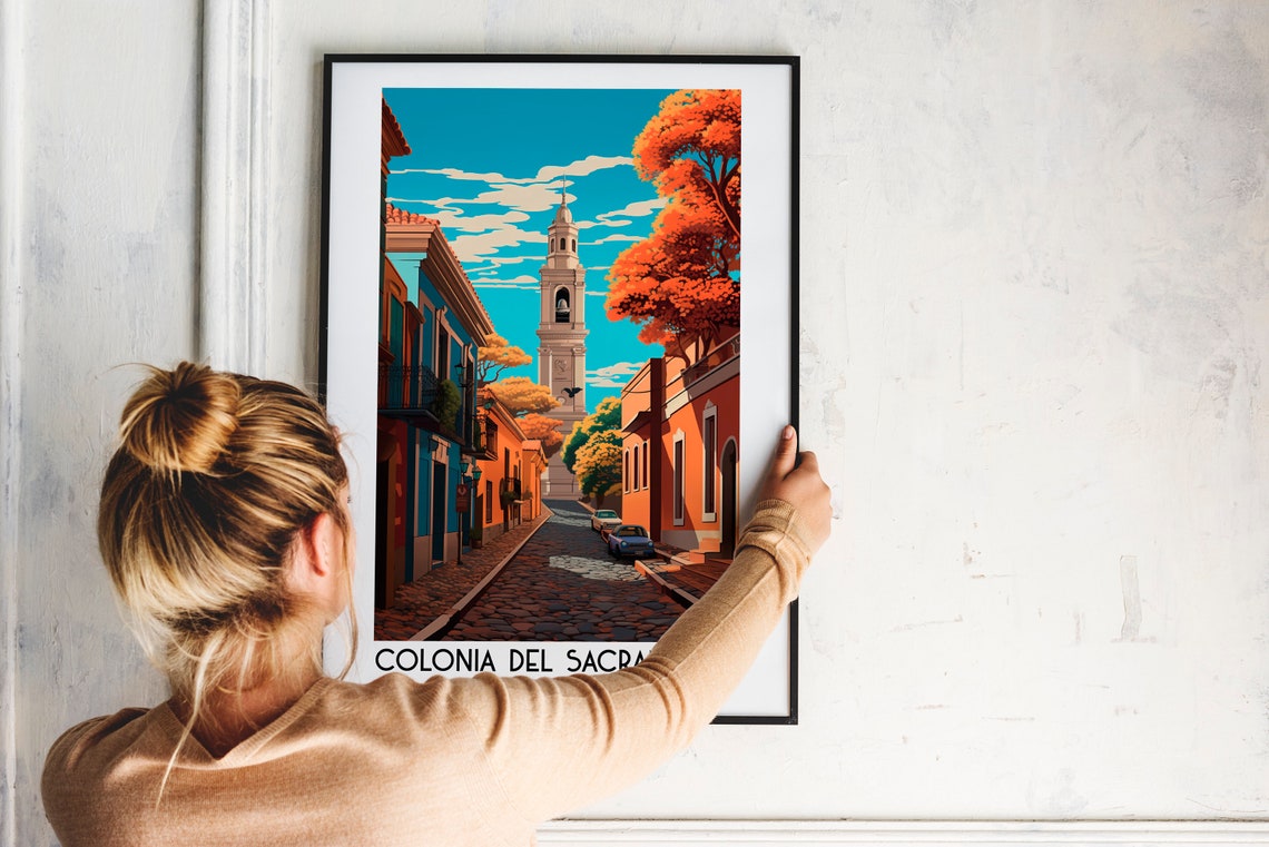 Colonia del Sacramento Uruguay Colonial Street Bell Tower Travel Poster - Image 2