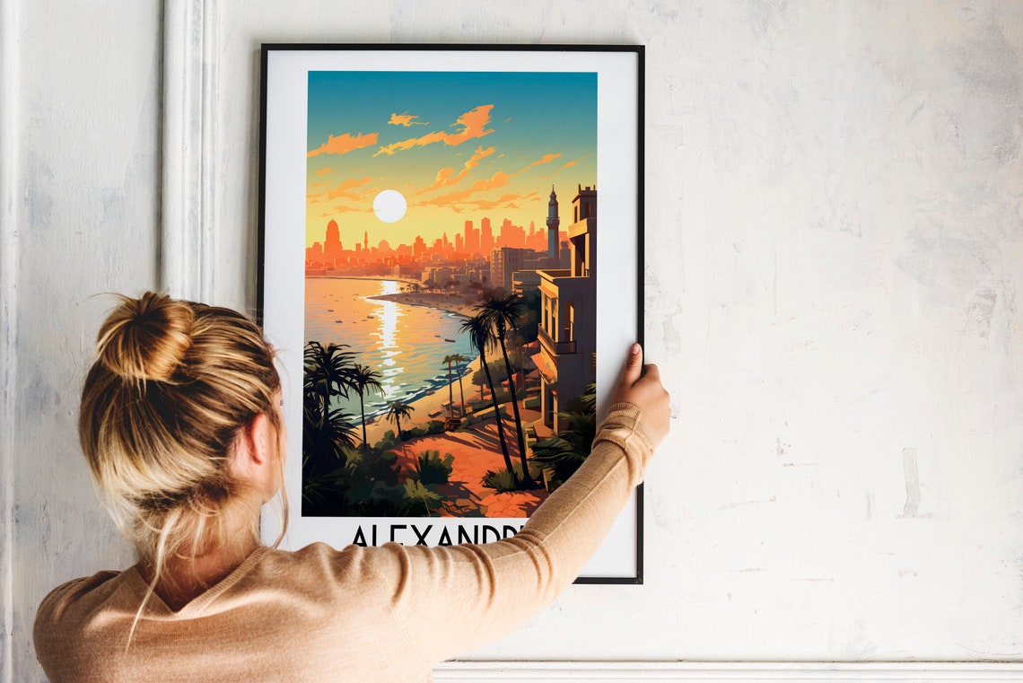 Alexandria Egypt Mediterranean Sunset Harbor Coastline Poster - Image 2