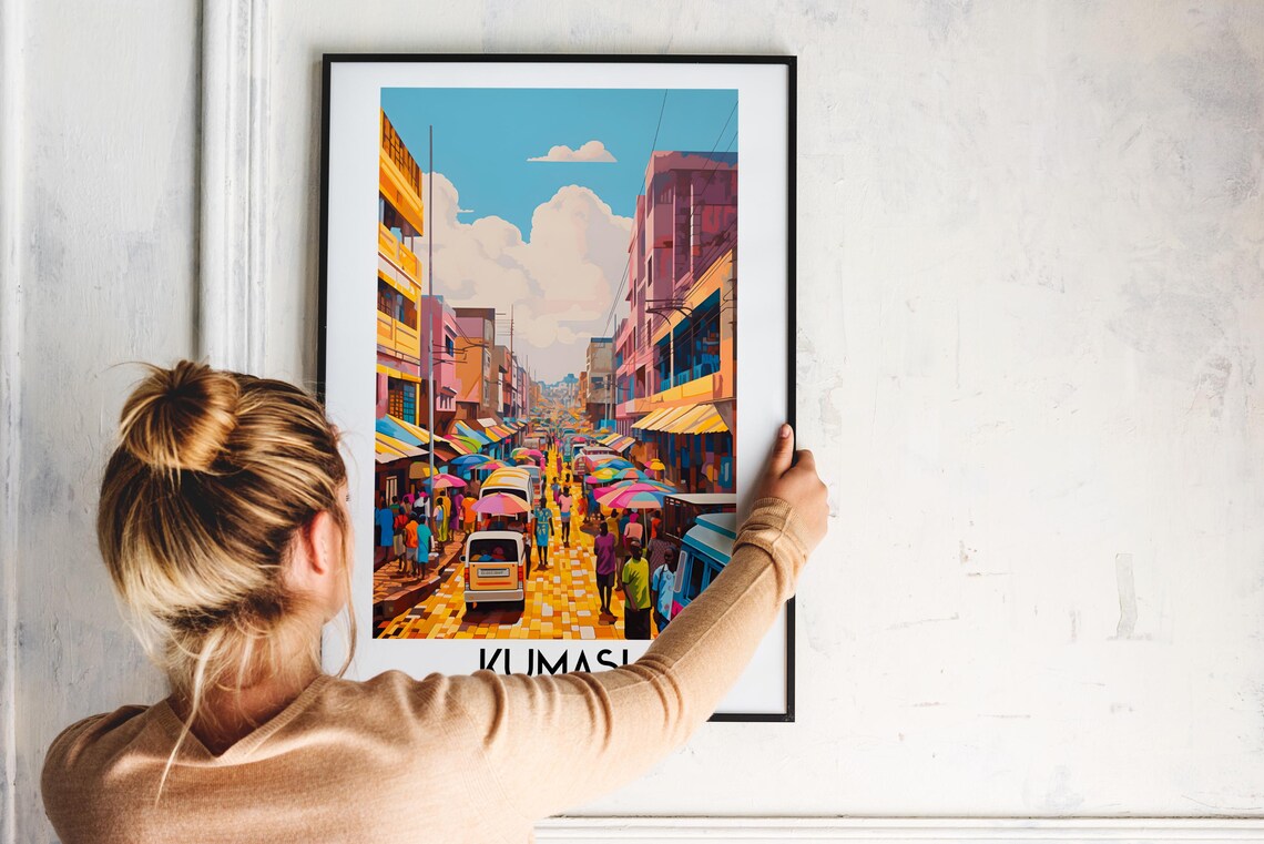 Kumasi Ghana West Africa Busy Market Street City Life Travel Poster - Image 2