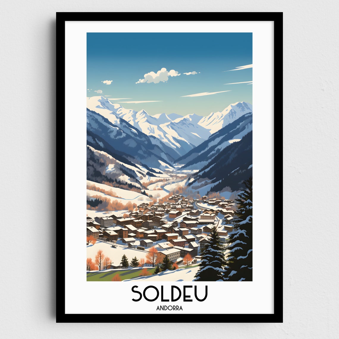 Soldeu Andorra Ski Village Beneath Snowy Peaks Winter Poster