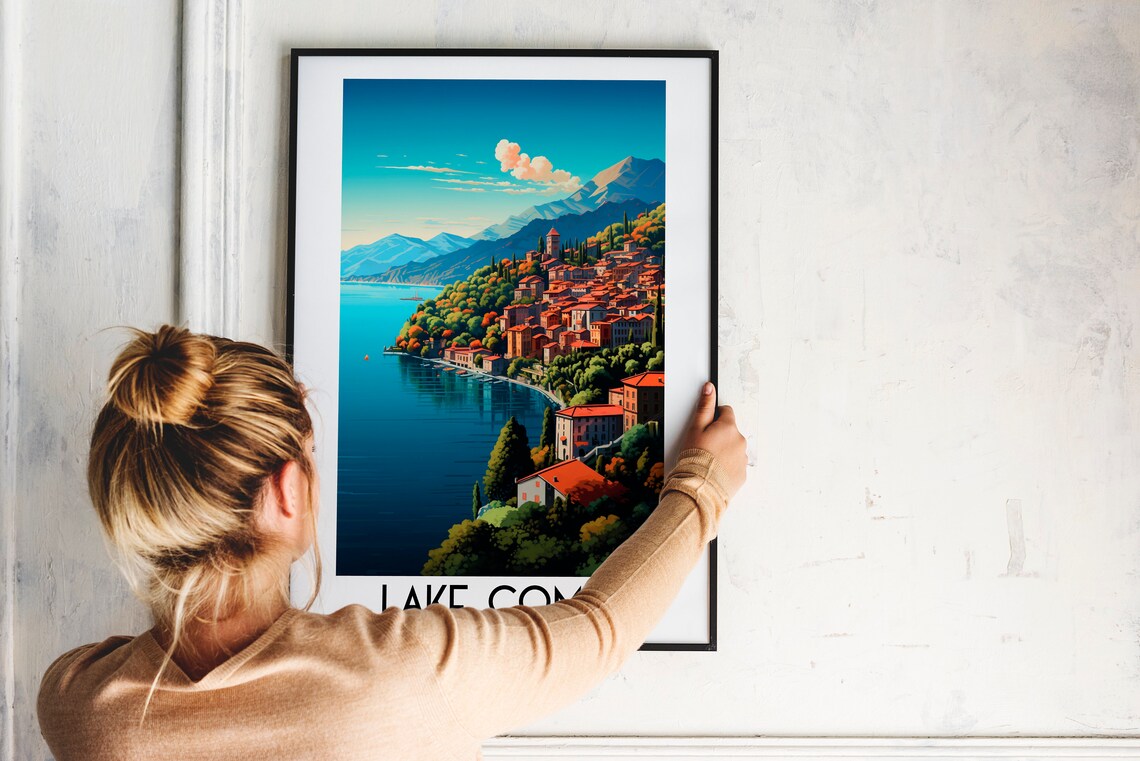 Lake Como Travel Poster, Lombardy Italy Wall Art - Image 2