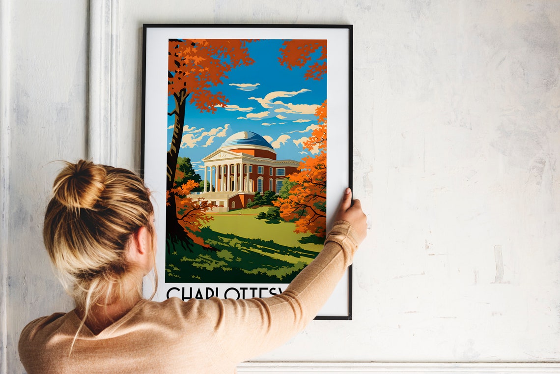 Charlottesville Virginia Rotunda Dome Autumn Campus Scenic Poster - Image 2