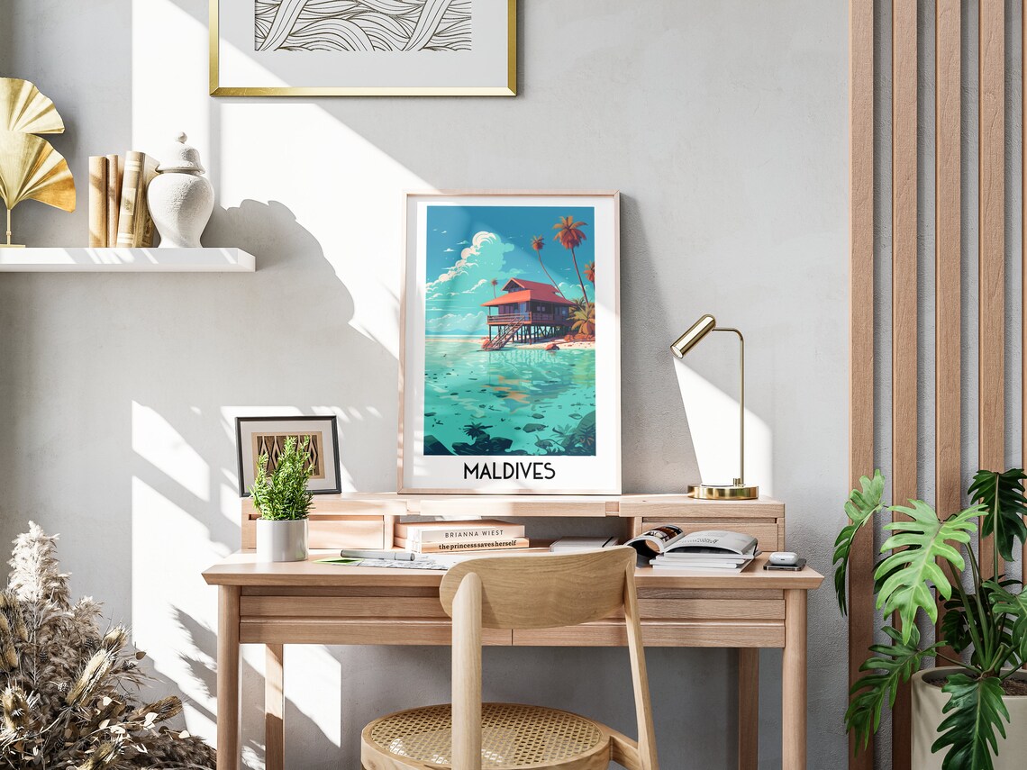Maldives Travel Poster, Island Home Decor Print - Image 3